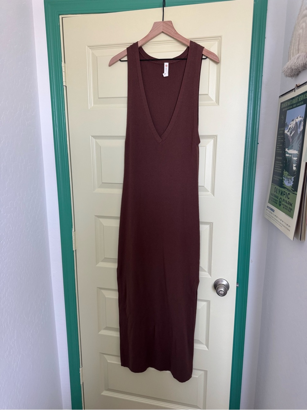Anthropologie Sleeveless V-Neck Maxi Dress in Brown